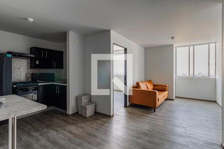 Sala - Comedor de apartamento para rentar con 2 recámaras, 56m² en San Francisco Xocotitla