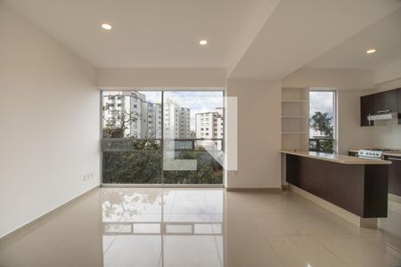 Sala - Comedor  de apartamento para alugar com 2 quartos, 70m² em Portales Norte, Naucalpan de Juárez